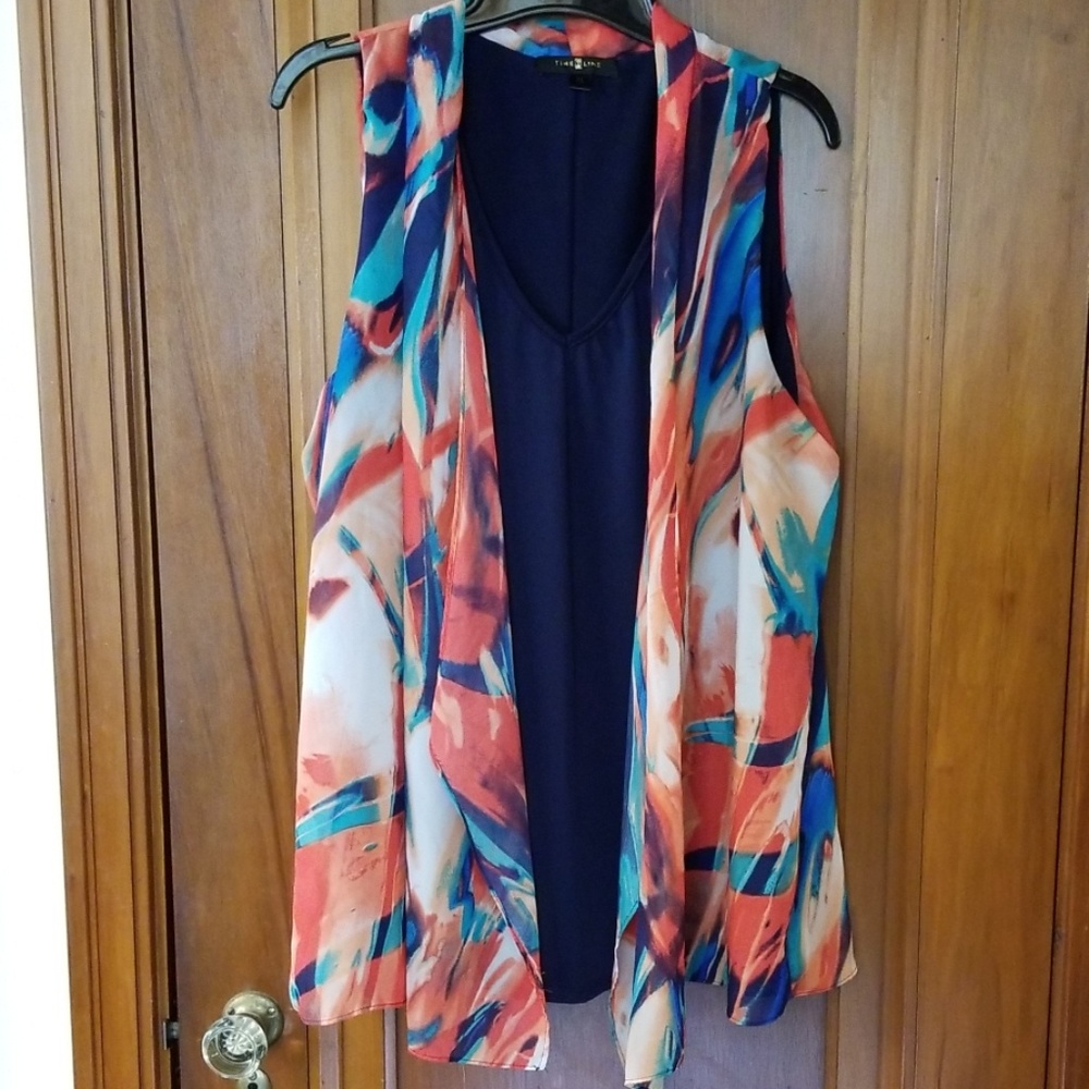 Sleeveless faux vest blouse